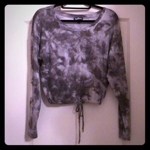 Grey Tie-Dye Lightweight Pullover Sweater